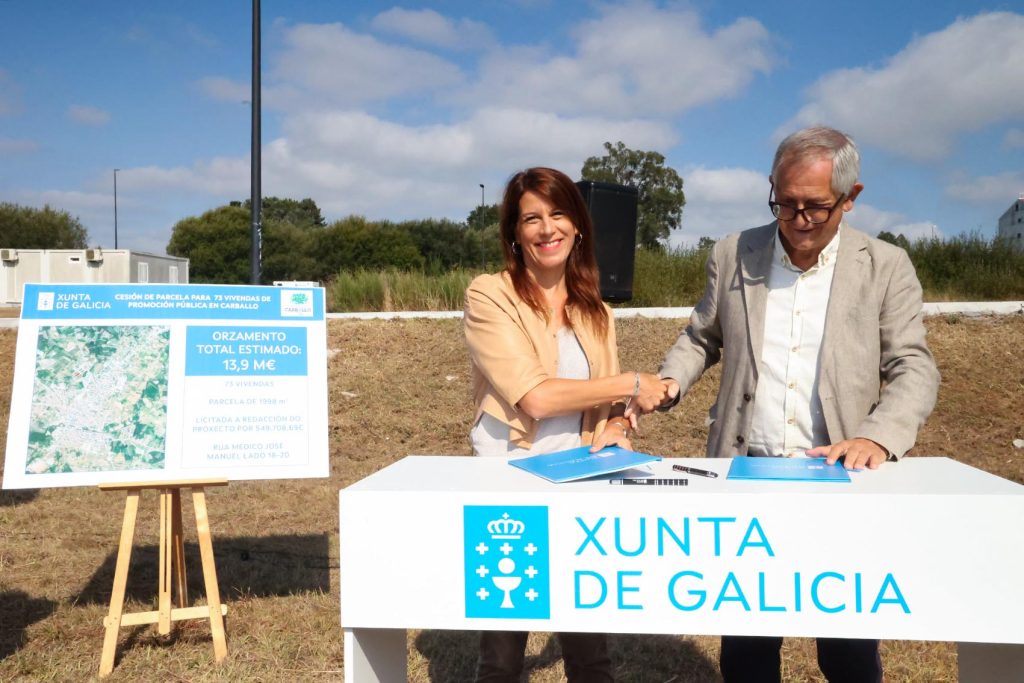 Xunta e Concello de Carballo asinan a cesión de solo para a construción de 73 vivendas de promoción pública, no mesmo día que o Executivo galego licita a redacción do proxecto e dirección da obra